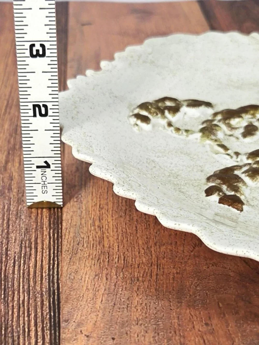 Handmade VTG Ceramic 3D Relief Bonsai Tree Copper Color Ruffled Edge Platter 16
